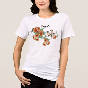 Vintage Kirschblüten-Liebesvogel Tri-Blend Shirt