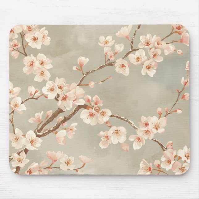 Vintage-Kirschblüten-Sakura-Zweig Mousepad (Vorne)