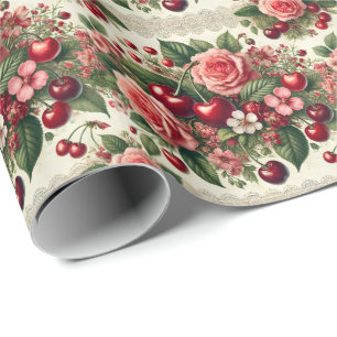 Vintage-Kirsche 'Sweet One' 1. Geburtstagsfeier Geschenkpapier
