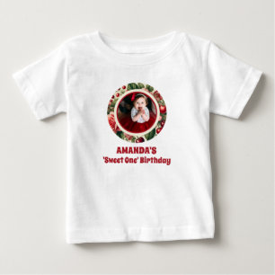 Vintage-Kirsche 'Sweet One' 1. Geburtstagsmädchen- Baby T-shirt