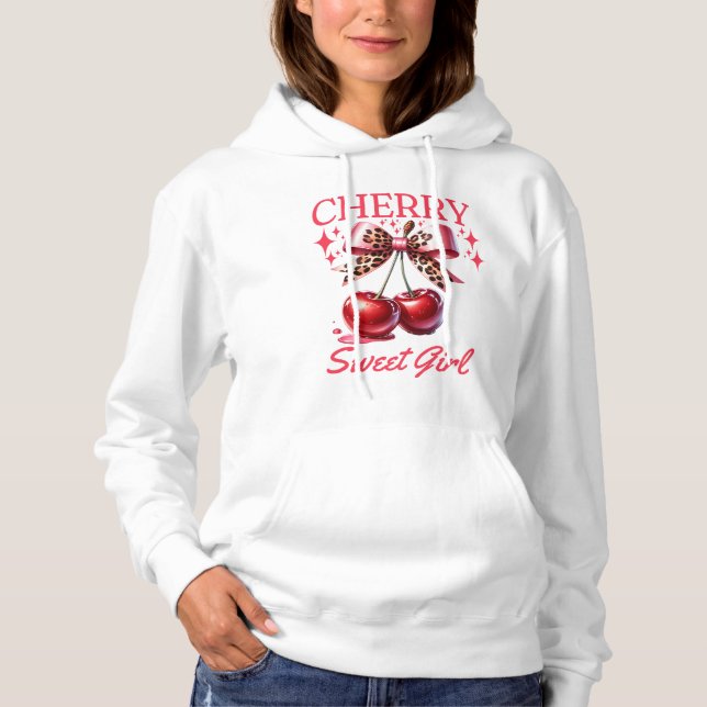 Vintage Kirsche und Rosa Bogen Hoodie (Vorderseite)