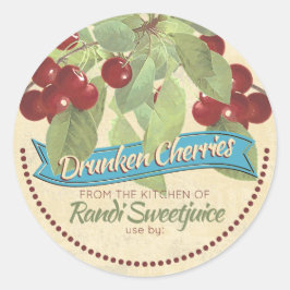 Vintage Kirschmarmelade bewahrt Zuhause-Konservene Runder Aufkleber