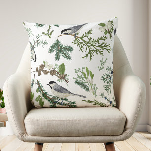 Vintage-Kissen mit botanischem Vogel-Muster Cott Kissen