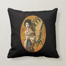 Vintage-Kissen mit japanischer Geisha