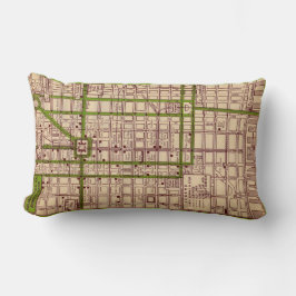 Vintage-Kissen mit Straßenkarte von Philadelphia Lendenkissen