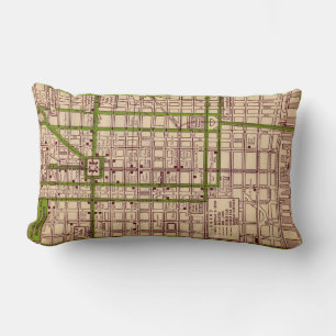 Vintage-Kissen mit Straßenkarte von Philadelphia Lendenkissen