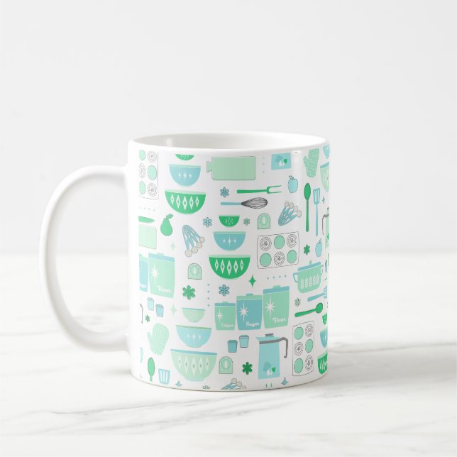 Vintage Kitchen Mint and Teal Kaffeetasse (Links)