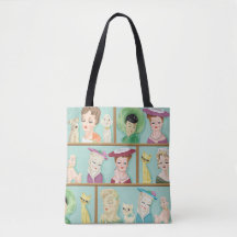 Vintage Kitsch Damenkopfvasen mit Katzen und Hunde