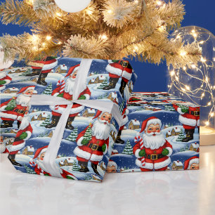 Vintage Kitsch Kris Kringle Geschenkpapier