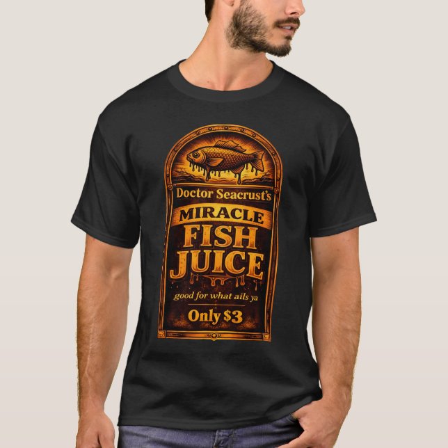 Vintage Kitsch-Schlangenöl-Fischsaft-Wunderheilmit T-Shirt (Vorderseite)
