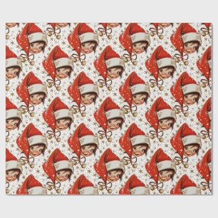 Vintage Kitsch Weihnachtsfreude im kleinen Maßstab Geschenkpapier