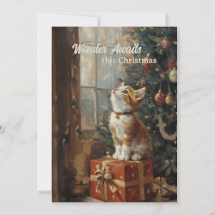 Vintage Kitten Tree Geschenke Frohe Weihnachten