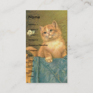 Vintage Kitten und Schmetterling Visitenkarte