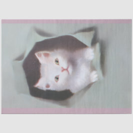 Vintage kittens breaking through gift wrap cute seidenpapier