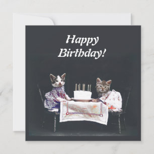 Vintage Kittens Happy Birthday Card Karte