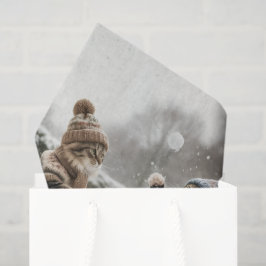 Vintage Kitties Snowball Fight Tissue Paper Seidenpapier