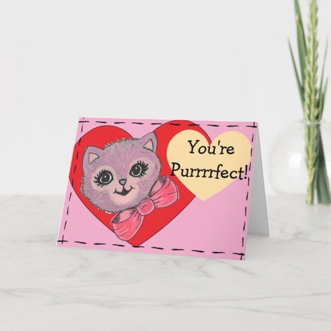 Vintage Kitty blank Folded Greeting Card Karte (Vorderseite)