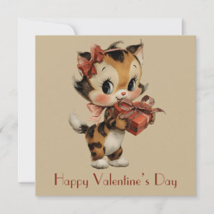Vintage Kitty Charm Valentinstag Karte