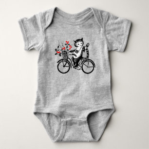 Vintage Kitty fährt Fahrrad Baby Strampler