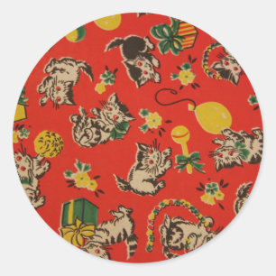 Vintage Kitty Katze Spieltage Runder Aufkleber