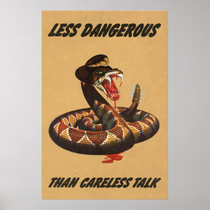 Vintage Klapperschlange  Fine Art Druck. Kriegszei Poster