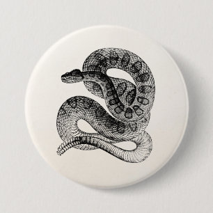 Vintage Klapperschlange Reptil Schlangen Vorlage Button