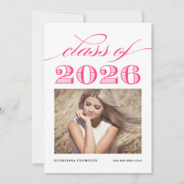 Vintage Klasse 2025 Foto Abschluss in Hot Pink Ankündigung