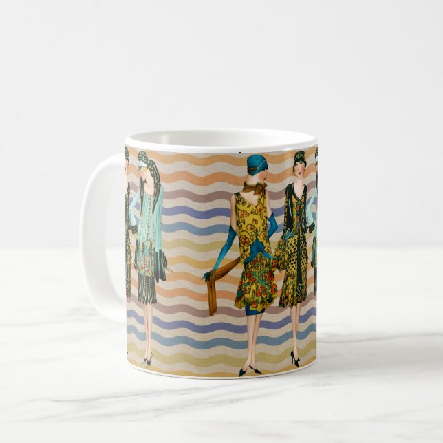 Vintage Klasse Frauen im Jugendstil Kaffeetasse (Vorderseite Links)