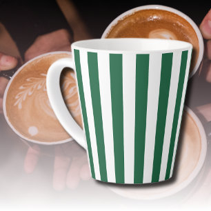 Vintage Klassik Flaschengrün & Weiß Streifen Milchtasse