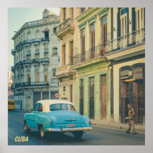 Vintage Klassiker Auto Havanna Kuba Straßenfotogra Poster