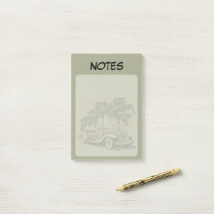 Vintage Klassiker Auto Palmen Notizen