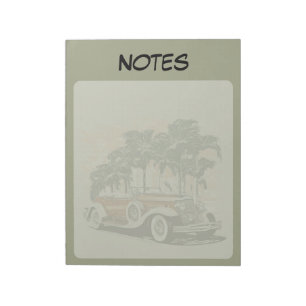 Vintage Klassiker Auto Palmen Notizen Notizblock