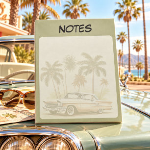 Vintage-Klassiker-Auto Palmen Sagegrün liniert Notizblock