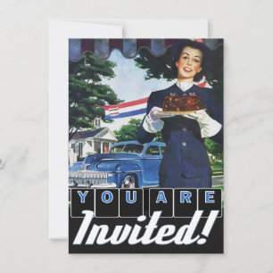 Vintage-Klassiker-Auto-Party zum 4. Juli Einladung