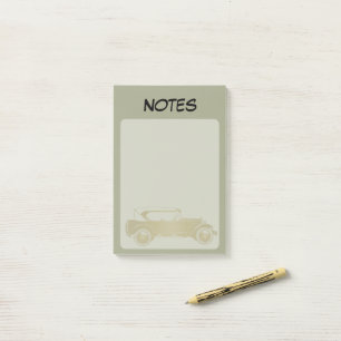 Vintage Klassiker Auto Sagegrün liniertes Notizbuc Post-it Klebezettel
