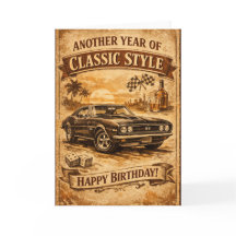 Vintage-Klassiker-Autogeburtstagskarte für Männer
