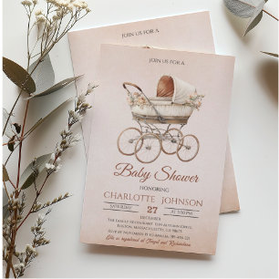 Vintage-Klassiker: Geschlechtsneutrale Babyparty Einladung