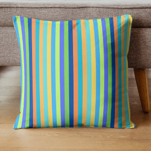 Vintage Klassisch Blau & Orange Regenbogen Streife Kissen