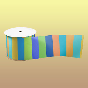 Vintage Klassisch Blau & Orange Regenbogen Streife Satinband