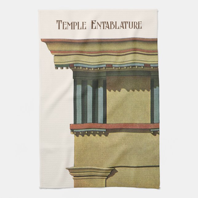 Vintage klassische Architektur, Temple Entablature Geschirrtuch (Vertikal)