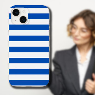 Vintage, klassische, blaue und weiße Streifen Case-Mate iPhone 14 Hülle