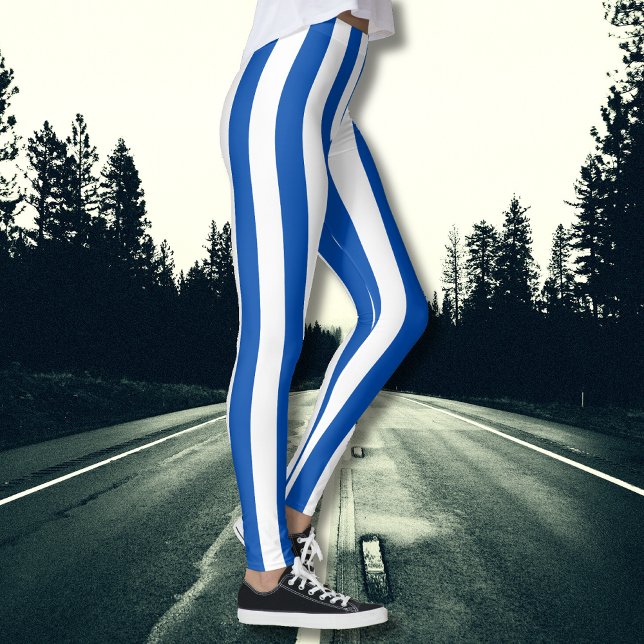 Vintage, klassische, blaue und weiße Streifen Leggings (Von Creator hochgeladen)