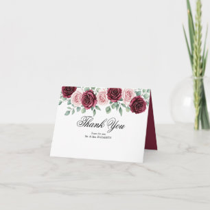 Vintage Klassische Burgunder-Rosé-Rosen-Dankeskart Dankeskarte