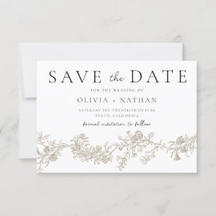 Vintage klassische elegante Hochzeit mit Blumen Save The Date