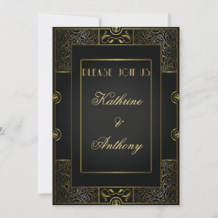 Vintage Klassische Gatsby Stil Hochzeits-Einladung Einladung
