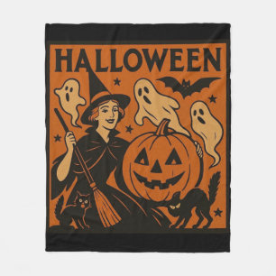 Vintage, klassische Halloween-Hexe, Gespenst & Kür Fleecedecke