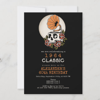 Vintage klassische Musik Thema Gotik Schädel Gebur Einladung