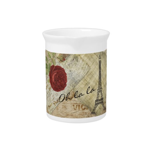 Vintage klassische Paris-Art - Rote Rose Krug