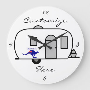 Vintage klassischer Anhänger gerundeter Wohnwagen Große Wanduhr