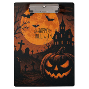 Vintage, klassischer Frohes Halloween-Kürbis Klemmbrett